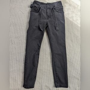 Current/Elliott Corset Stiletto Skinny High Rise Jeans Belted Black Womens 28